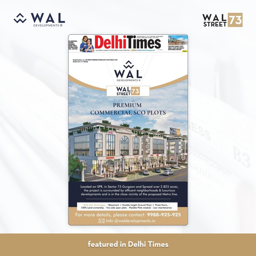 Invest in Commercial WAL Street 73, SCO Plots in Gurgaon