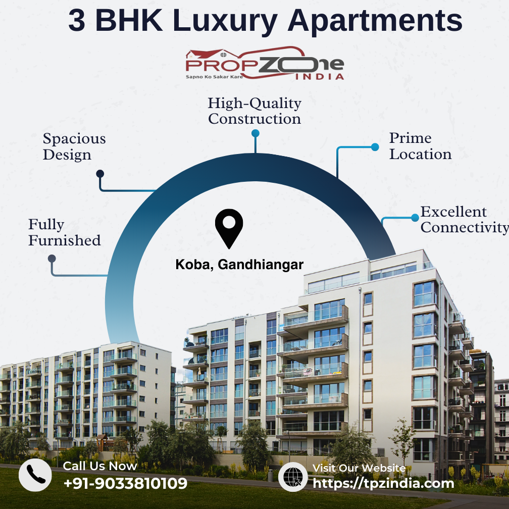  3 BHK Flats in Gandhinagar koba for Sale